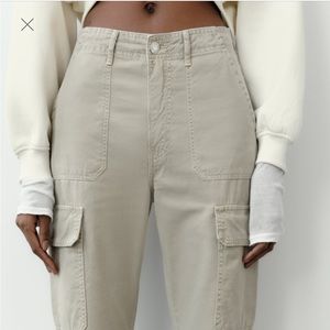 COPY - Straight leg cargo pants in light grey.